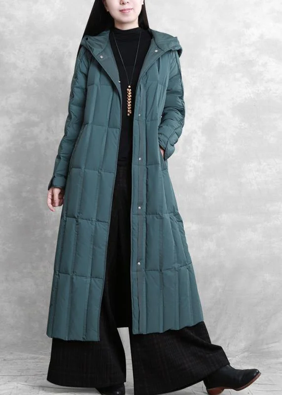 Independent design 2024 trendy plus size coats green hooded tie waist down coat winter