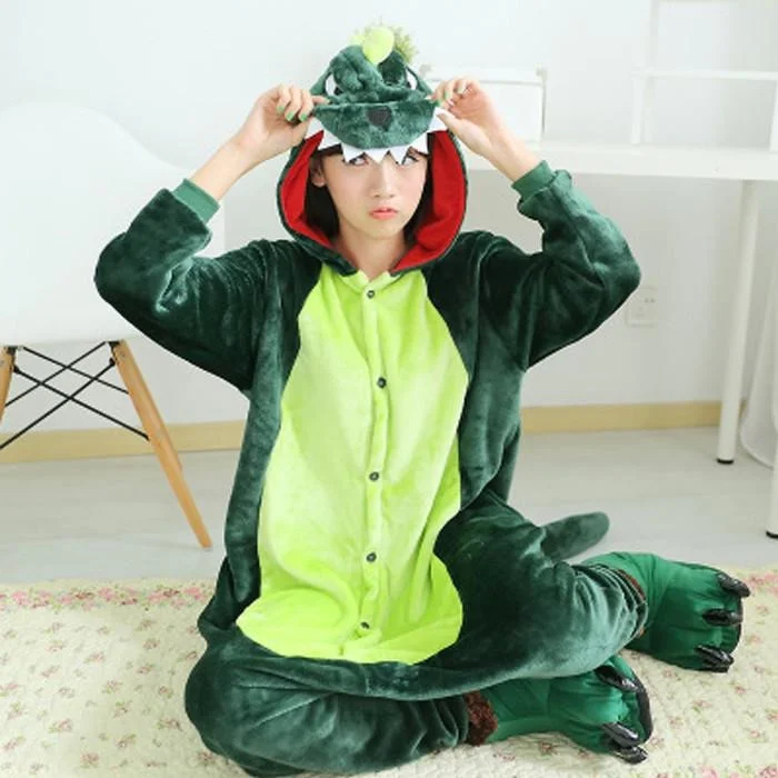 Trendy and versatile Green Dinosaur Animal Theme Hoodie Mens/Womens