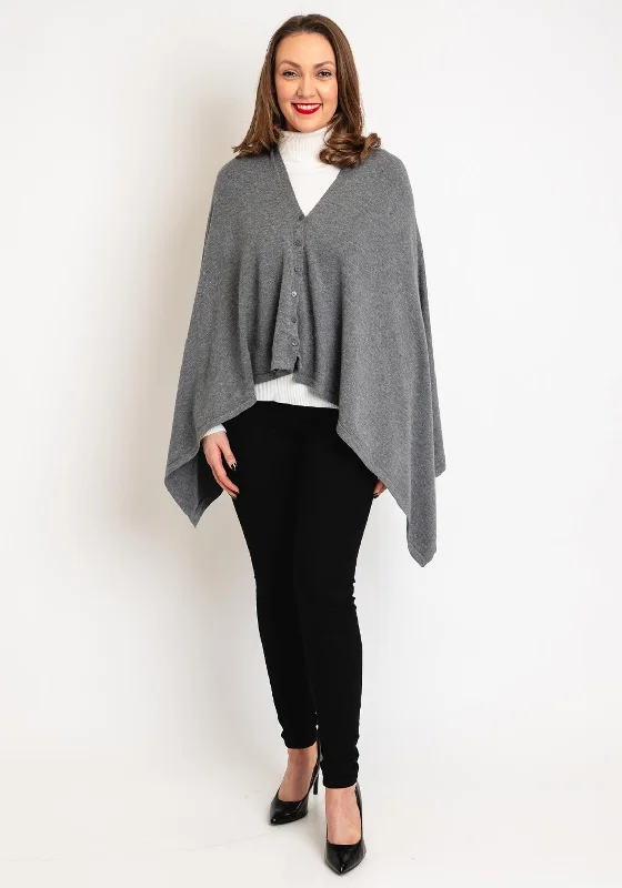 High-end atmosphere Serafina Collection One Size 5 in 1 Poncho, Grey