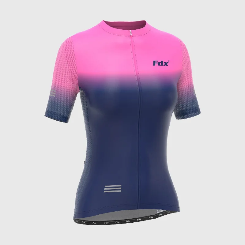 Warm and substantial Fdx Duo Pink / Blue Women's & Girl's Short Sleeve Summer Cycling Jersey