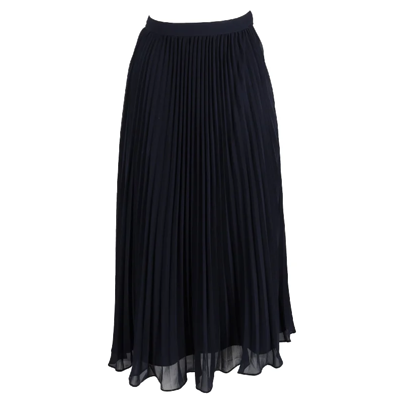 Sweet Unique Design Self-Portrait Chiffon Midi Skirt in Navy Blue Polyester