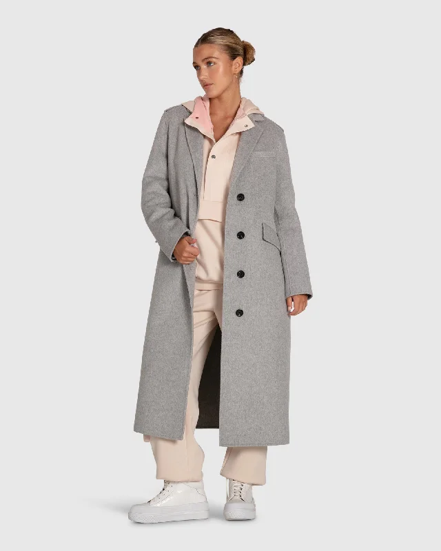 Street Fashion Tainted Love Longline Coat - Grey Marle