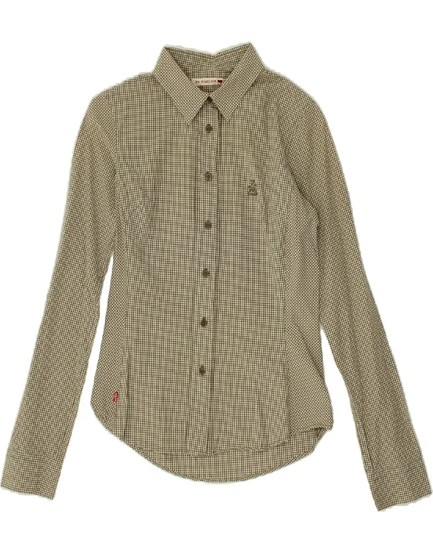 Street Graffiti Design LEVI'S Womens Shirt UK 6 XS Khaki Gingham Cotton