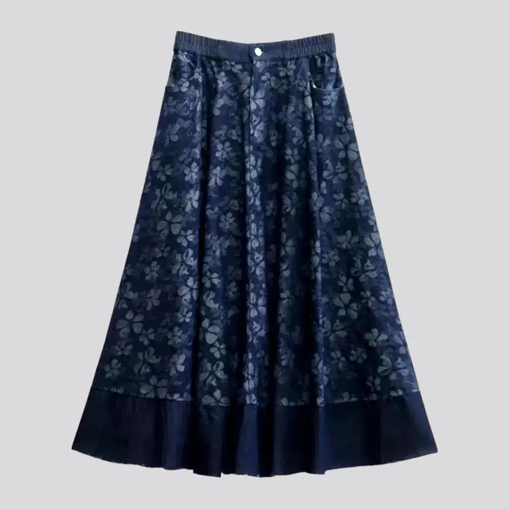 Street Vertical And Horizontal Design Ornament women's denim skirt