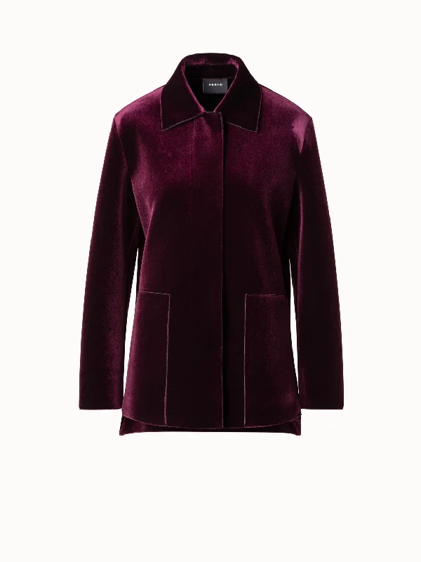 Mid-length Style Oversized Neoprene Velvet Jacket