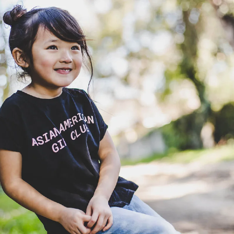 Retro Design Asian American Girl Club Kids Tee (Unisex)