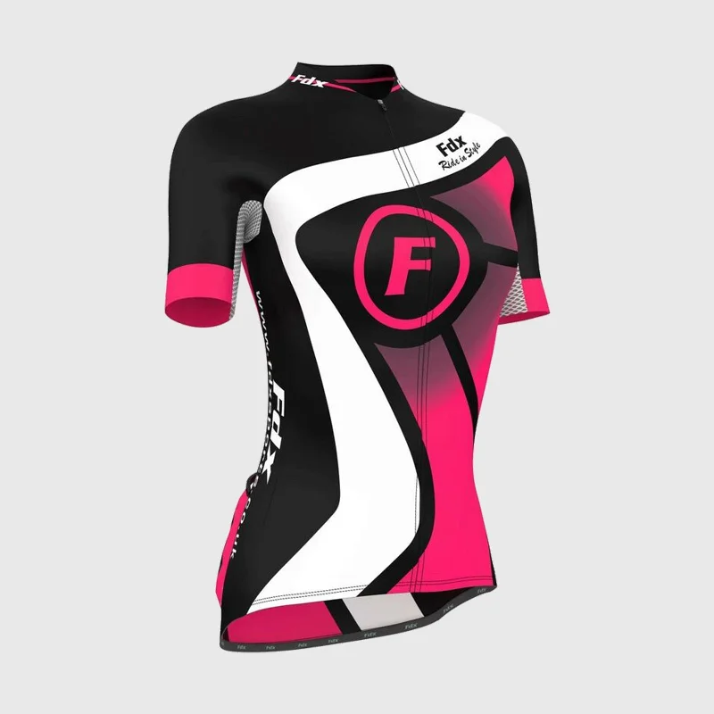 Fashionable and casual Fdx Signature Pink Women's & Girl's Short Sleeve Summer Cycling Jersey