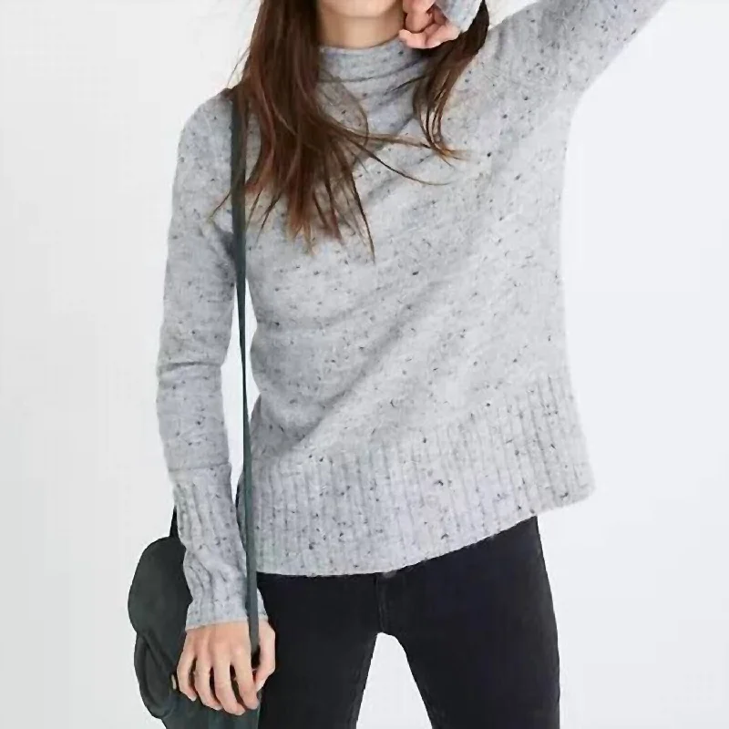 Sports Zipper Style Donegal Inland Turtleneck Wool Pullover In Grey