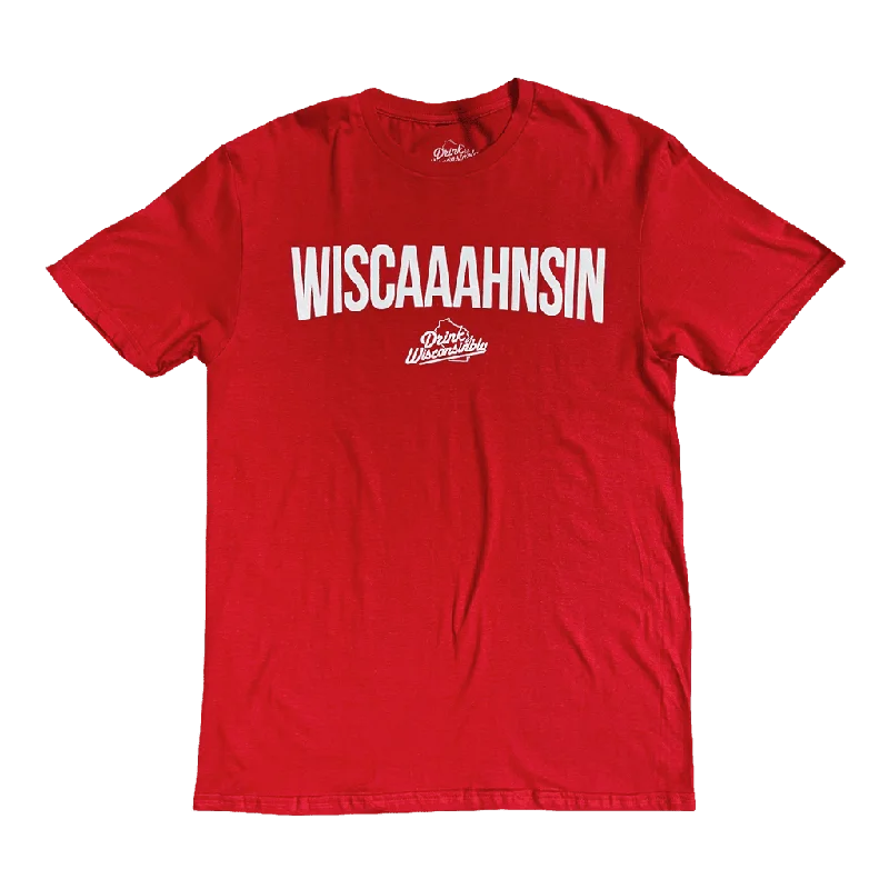 Retro Woolen Jacket "Wiscaaahnsin" Red T-Shirt