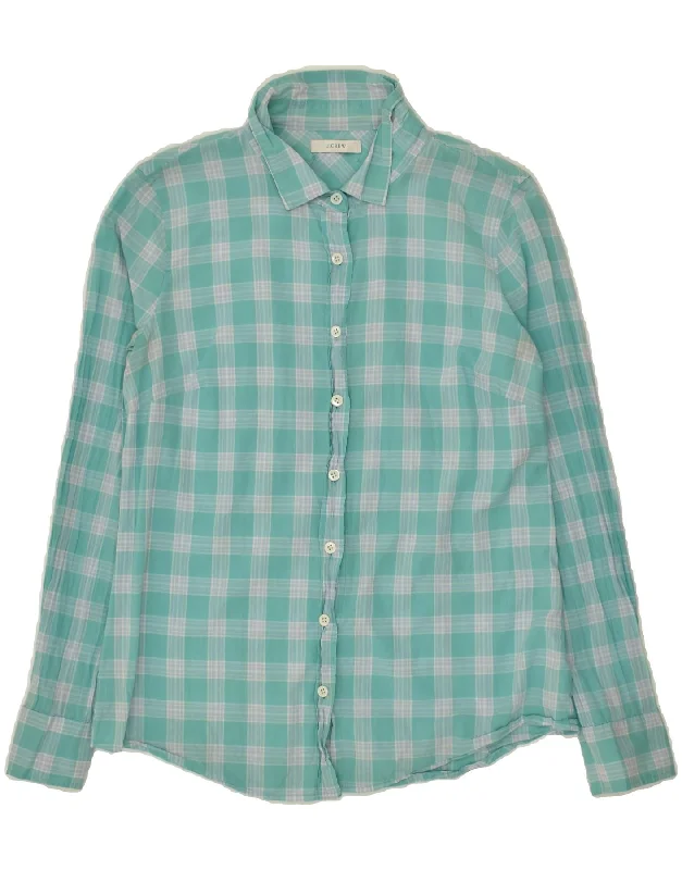 Street Letter Style J. CREW Womens Shirt UK 12 Medium Turquoise Check Cotton