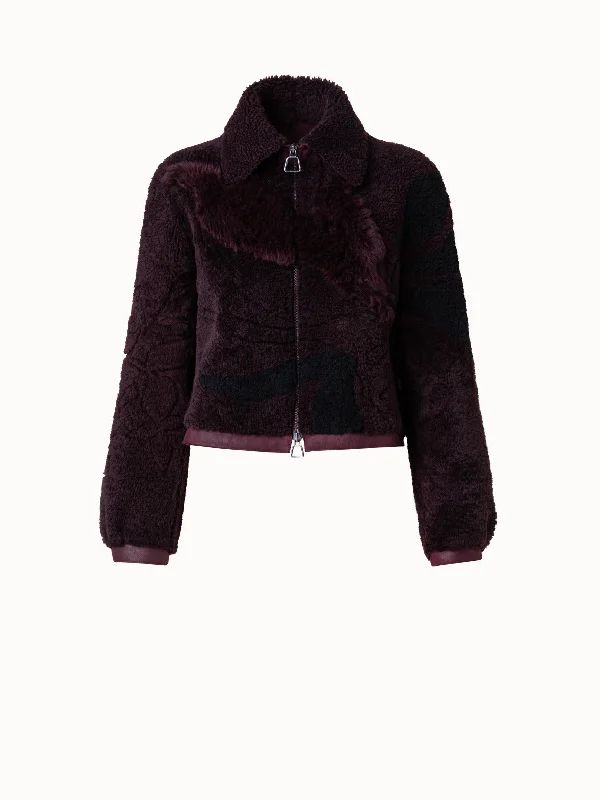 Warm Winter Series Flower Patchwork Shearling Short Jacket