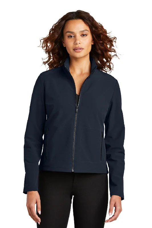 Sweet Lace Design Mercer+Mettle Womens Water Resistant Soft Shell Full Zip Jacket - Night Navy Blue - New