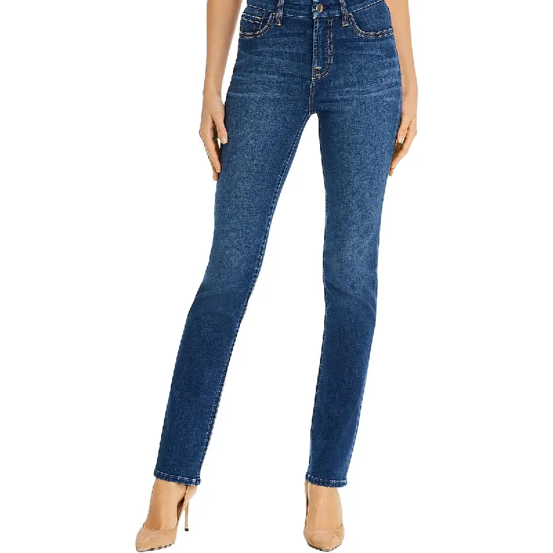 Sports suit style Jen7 Womens Mid-Rise Denim Straight Leg Jeans