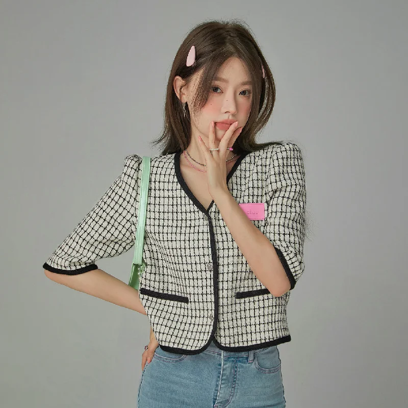 Fun and cute Chic Tweed Short-Sleeves Summer Jacket