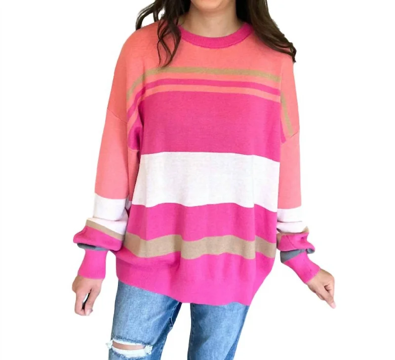 Elegant Style Marla Sweater In Pink Multi