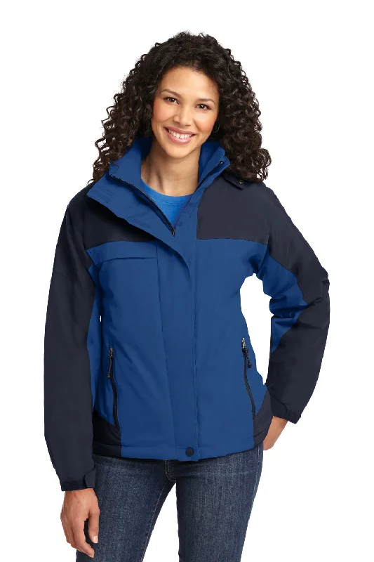 Street Show-off Style Port Authority Womens Nootka Waterproof Full Zip Hooded Jacket - Regatta Blue/Navy Blue