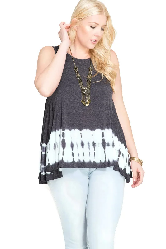 Fashionable sports Tie Dye Sleeveless Tank Top, Charcoal