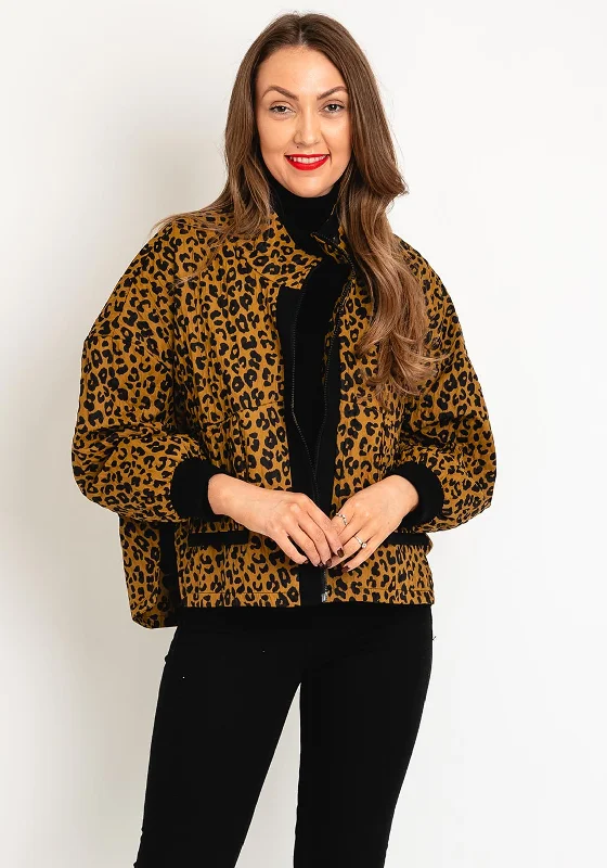 Knitted Design Serafina Collection One Size Leopard Print Short Jacket, Mustard