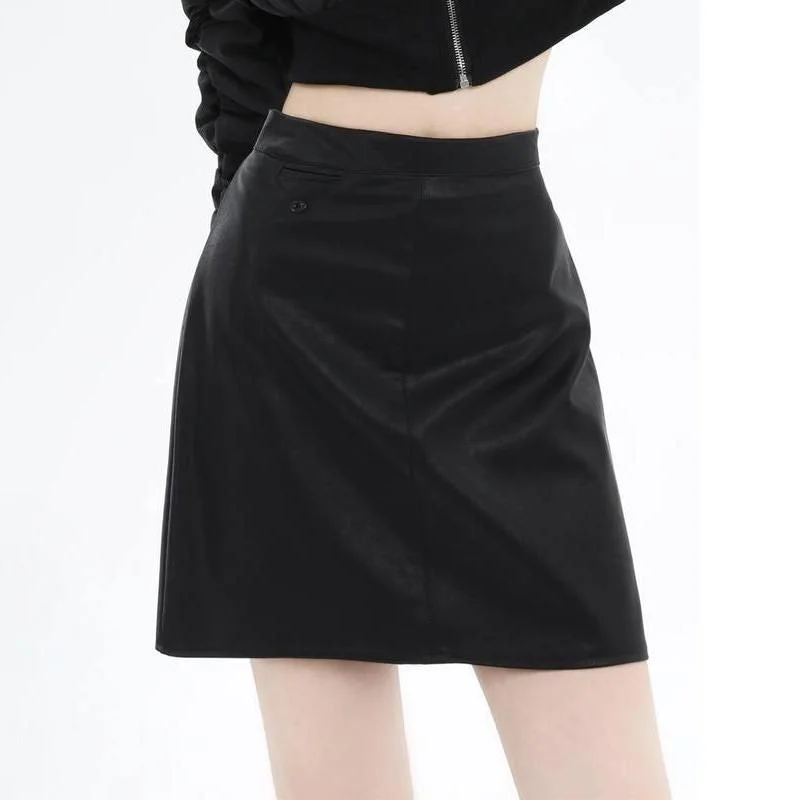 Sweet Puffy Skirt Chic Faux Leather High Waist Mini Skirt for Women – Autumn/Winter Collection