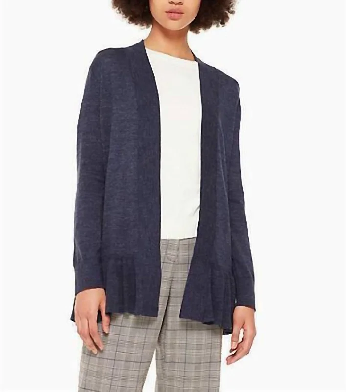 Sweet And Cute Style Broome Street Open Front Denim Cardigan In Blue