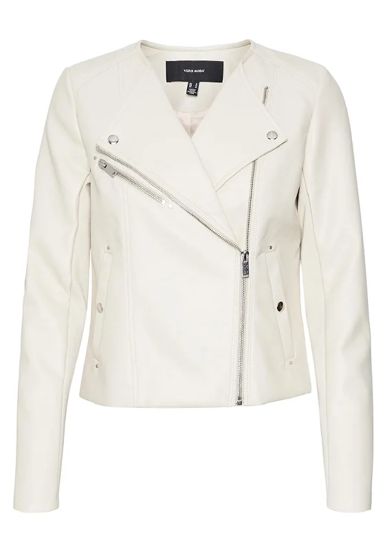 High waist design Vero Moda Riley Rio Short Coated Jacket, Oatmeal