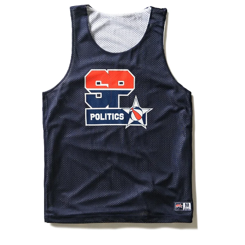 Sports High Waist Style Politics Reversible Mesh Jersey - Navy/White