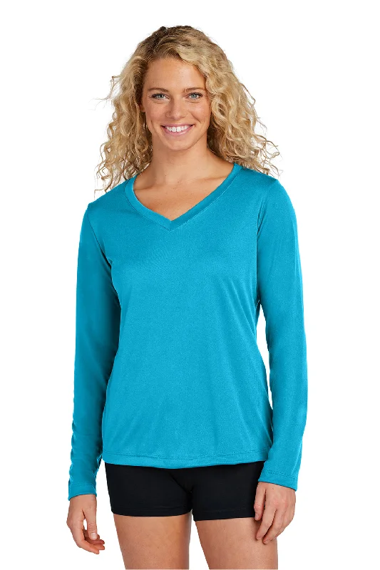 Sweet Puffy Skirt Sport-Tek Womens Competitor Moisture Wicking Long Sleeve V-Neck T-Shirt - Atomic Blue