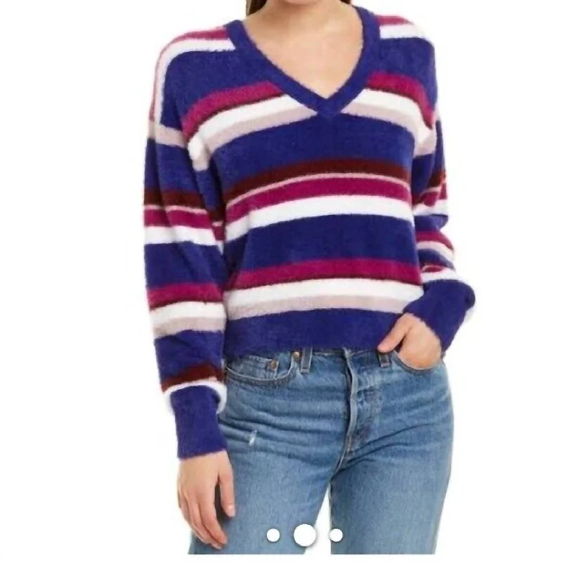 Fashionable sports Fuzzy Dolman Sleeve Eyelash Sweater In Multicolor