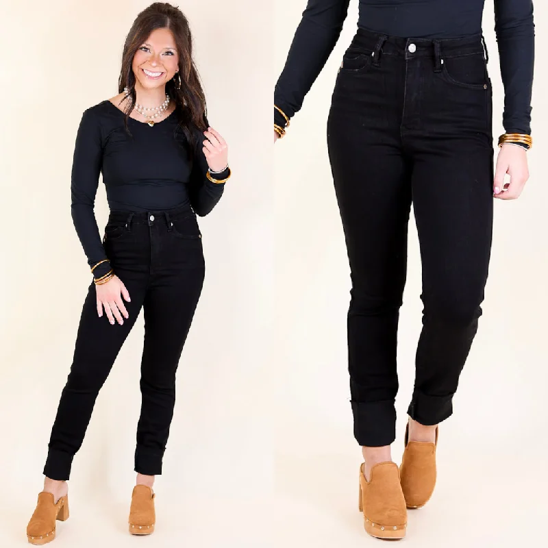 Celebrity Style Judy Blue | Versatile Vibes High Waisted Tummy Control Skinny Jeans with Shield Pockets in Black