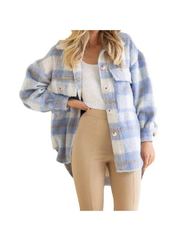 Street Graffiti Design Cozy Plaid Shirt Jacket