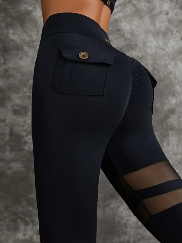 Comfortable down ZASUWA Female Unique Cut Out Pocket Mesh Scrunch Bum Leggings