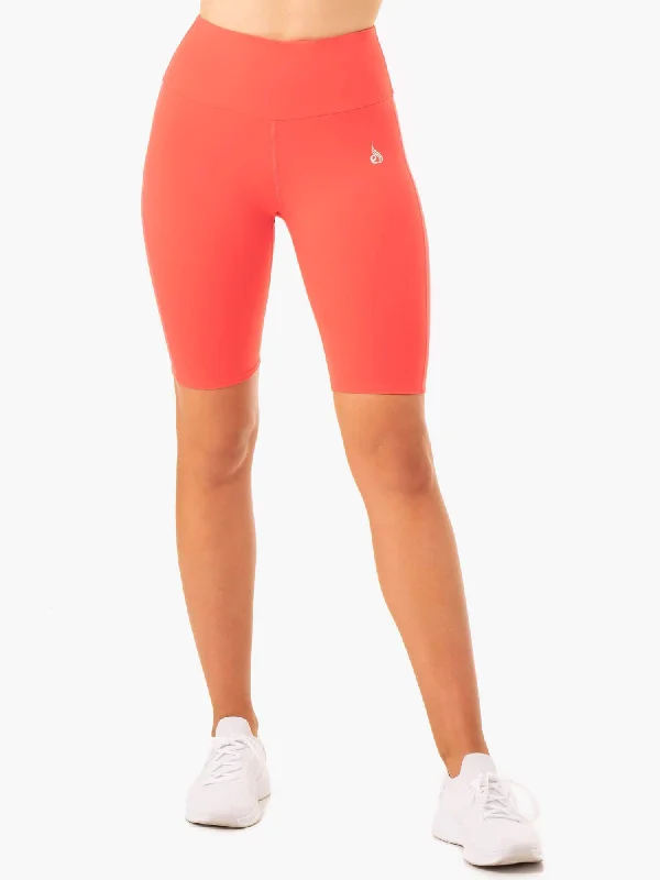 Retro Style Staples Scrunch Bum Bike Shorts - Coral