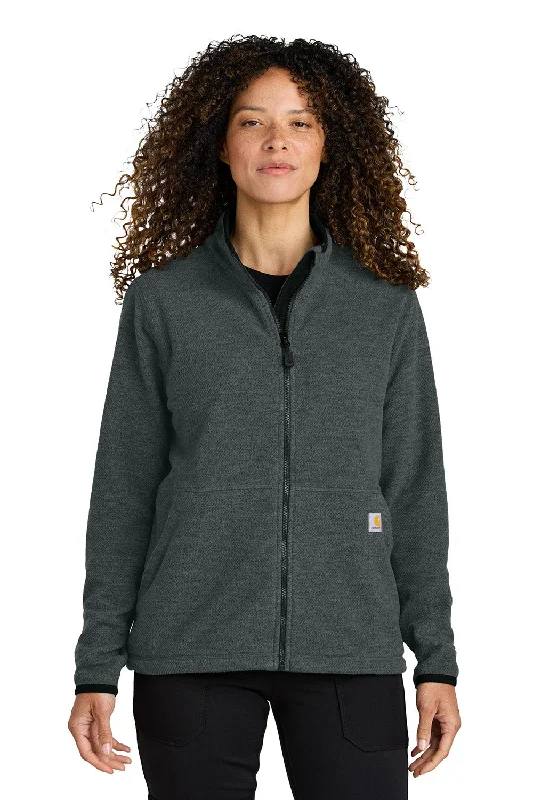 Retro Lace Fabric Carhartt Womens Textured Fleece Full Zip Jacket - Heather Carbon Grey - New