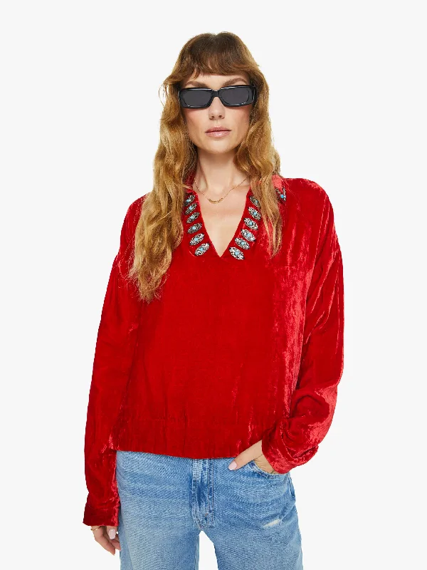 Retro Design Alix Of Bohemia Dylan Velvet Tunic - Ruby