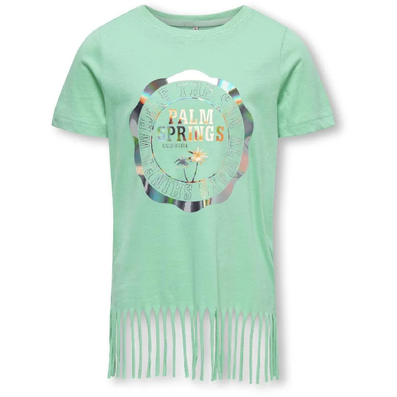 Single item design kids ONLY Spearmint Palm Alison Foil College Top