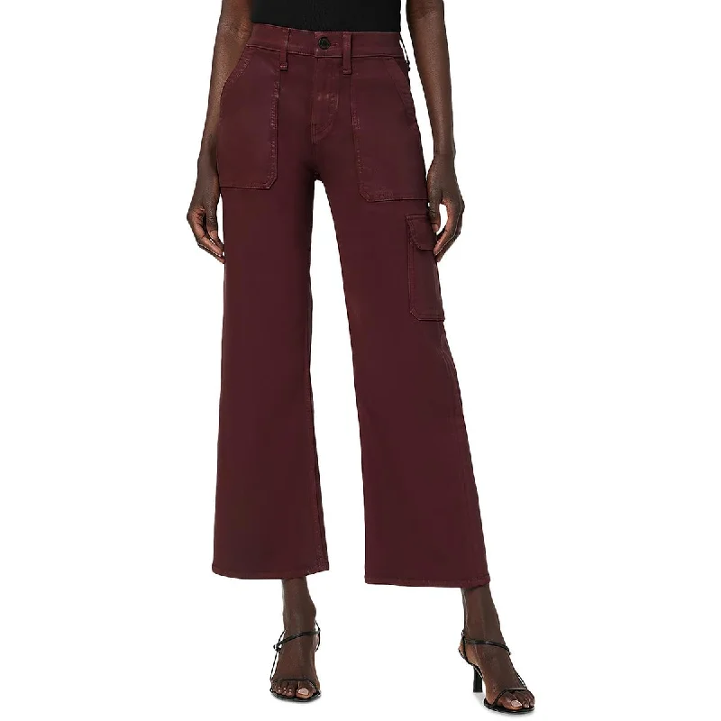 Retro Skirt Design Hudson Womens Rosie Coated Wide Leg Cargo Jeans