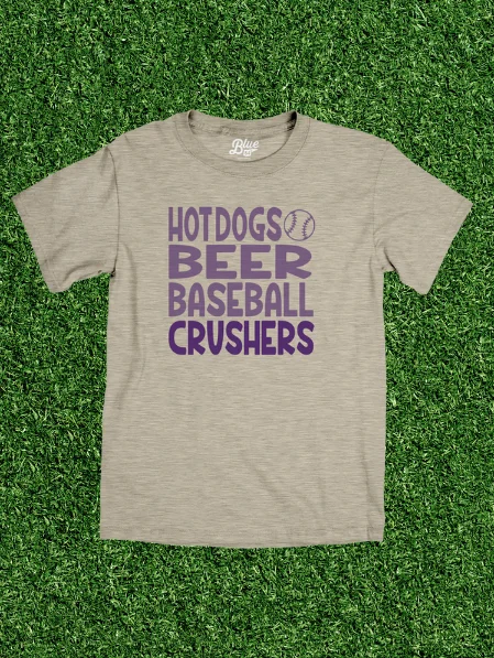 Boutique display Hot Dogs Beer Baseball Crushers Crushers t-shirt