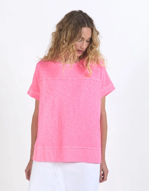 Hooded design Allison Tee - Neon Rose