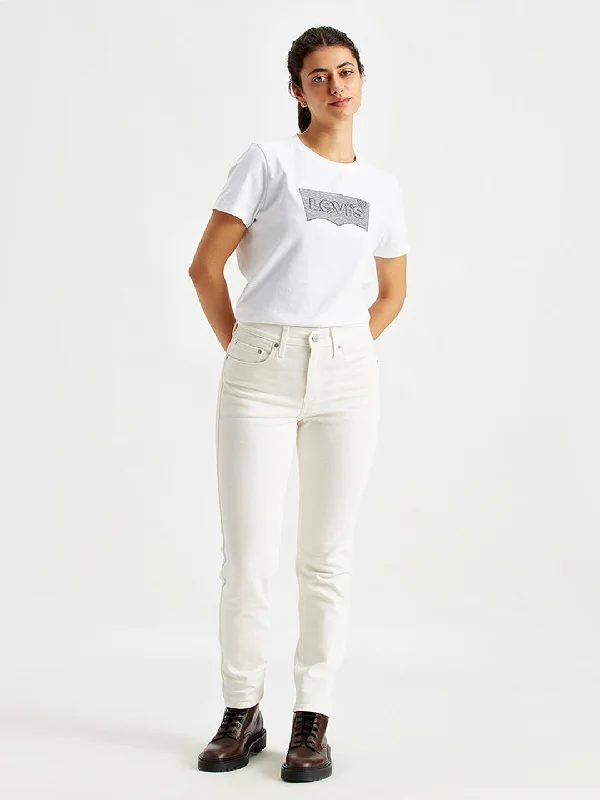 Design And Tailoring Women's High Rise 724 Slim Straight Fit White Jeans