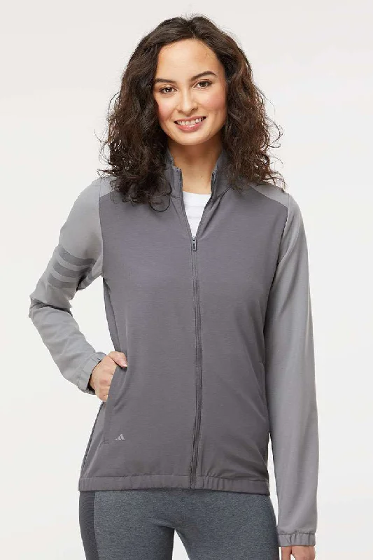 Personalized print Adidas Womens 3 Stripes Full Zip Jacket - Grey - Closeout