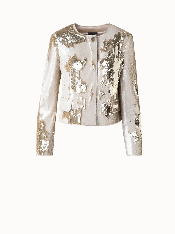 Sports Express Cropped Jacket with Dual Sequins