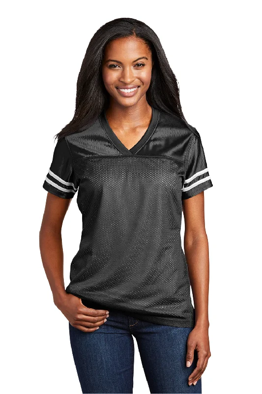 Independent design Sport-Tek Womens Short Sleeve V-Neck T-Shirt - Black/White