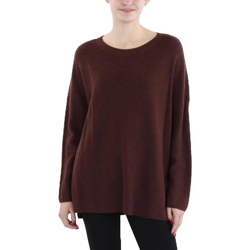 Leisure Travel Womens Ribbed Split Hem Crewneck Sweater