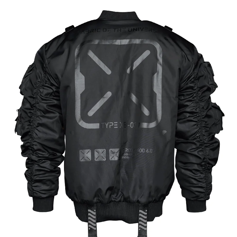 Extra long version XB-03 Stealth Black Bomber Jacket