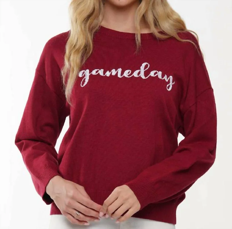 Party Wear Game Day Sweater In Crimson