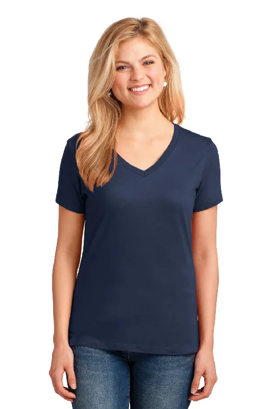 Leisure Travel Port & Company Womens Core Short Sleeve V-Neck T-Shirt - Navy Blue