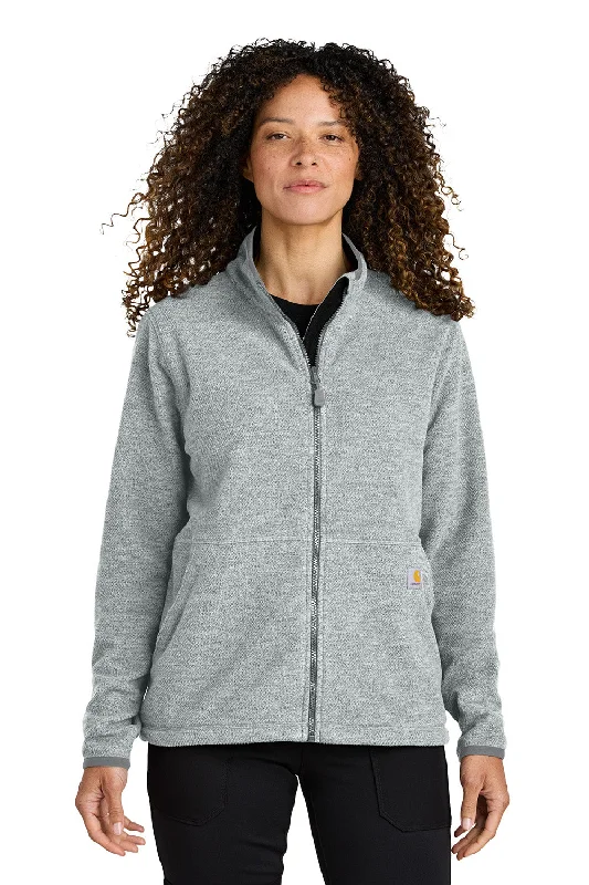 Retro Skirt Design Carhartt Womens Textured Fleece Full Zip Jacket - Heather Grey - New