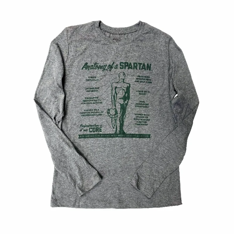 Sweet Small Flower Pattern Anatomy of a Spartan Women's Gray Long Sleeve T-shirt