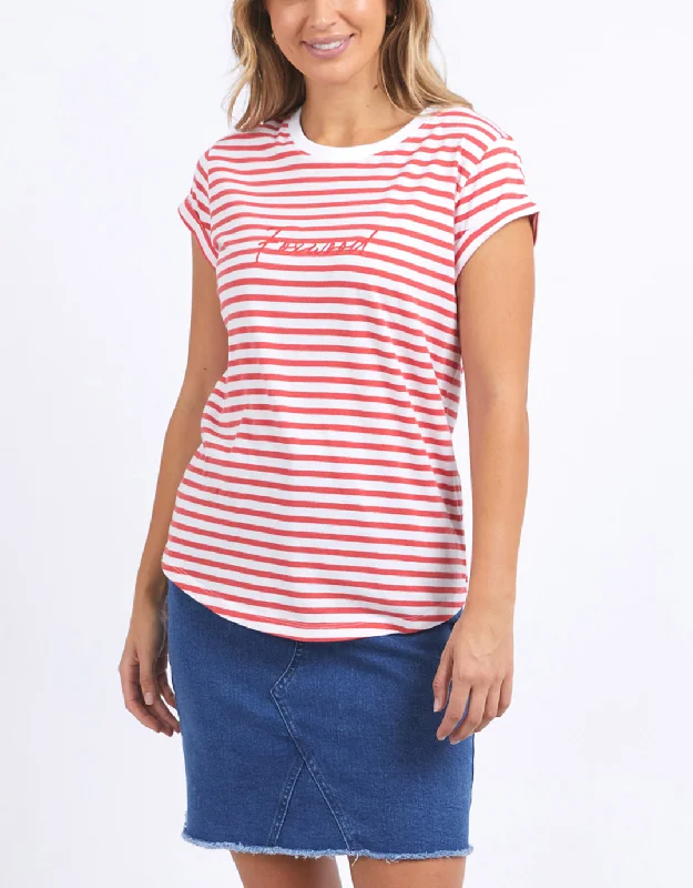 Slim Fit Signature Stripe Tee - Cayenne & White Stripe