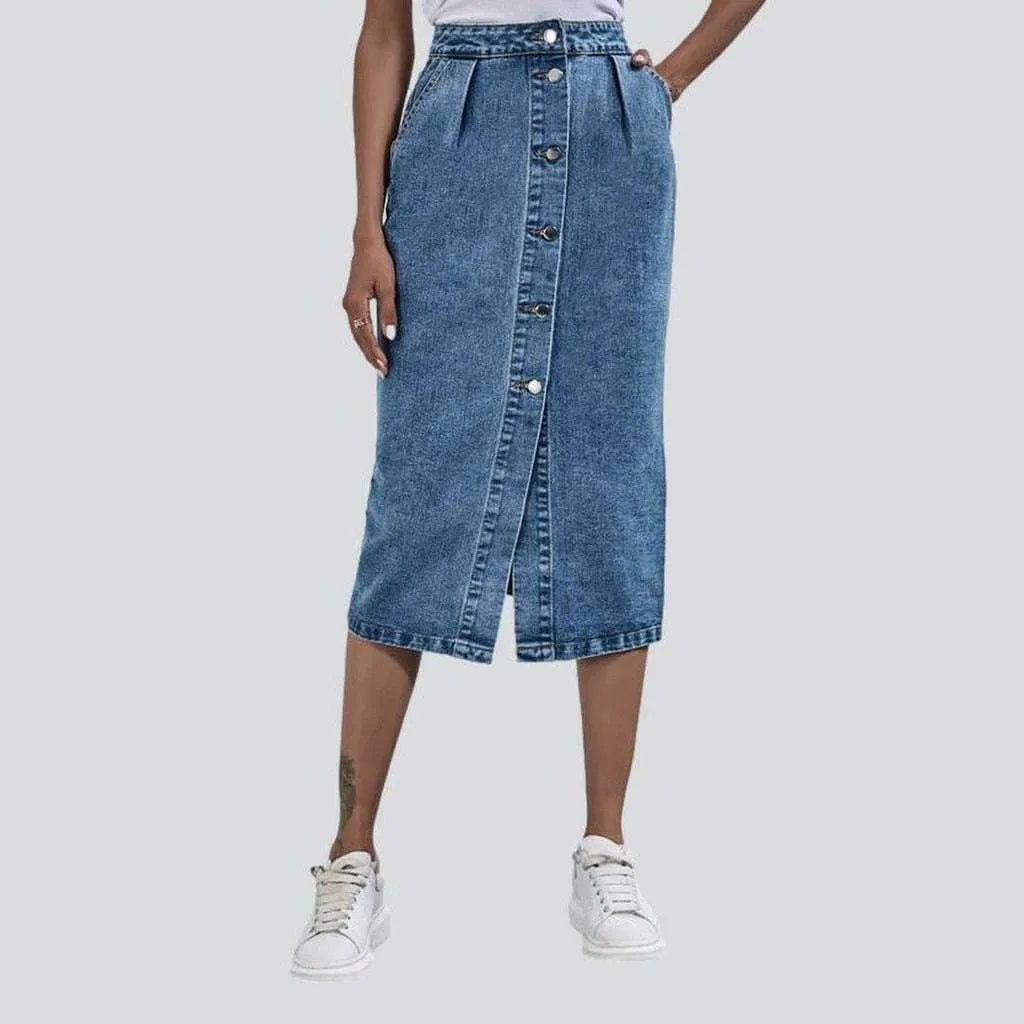 Sweet Princess Skirt Button-down midi denim skirt